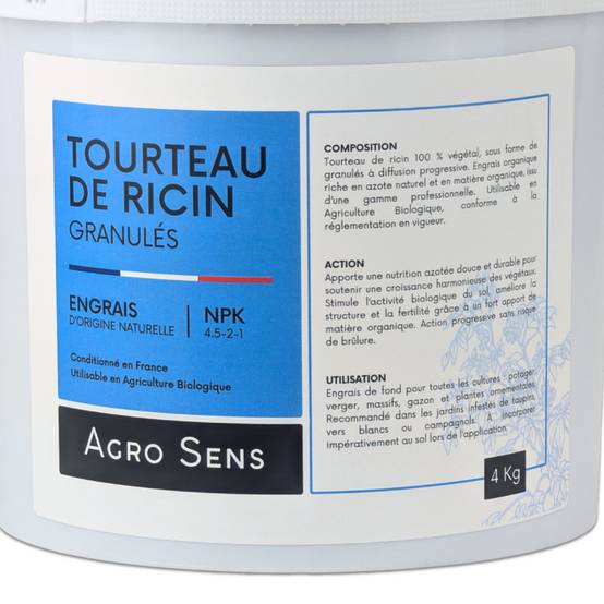 Engrais 100 % tourteau de ricin granulés - Agro Sens - Seau 4 kg - Image 2