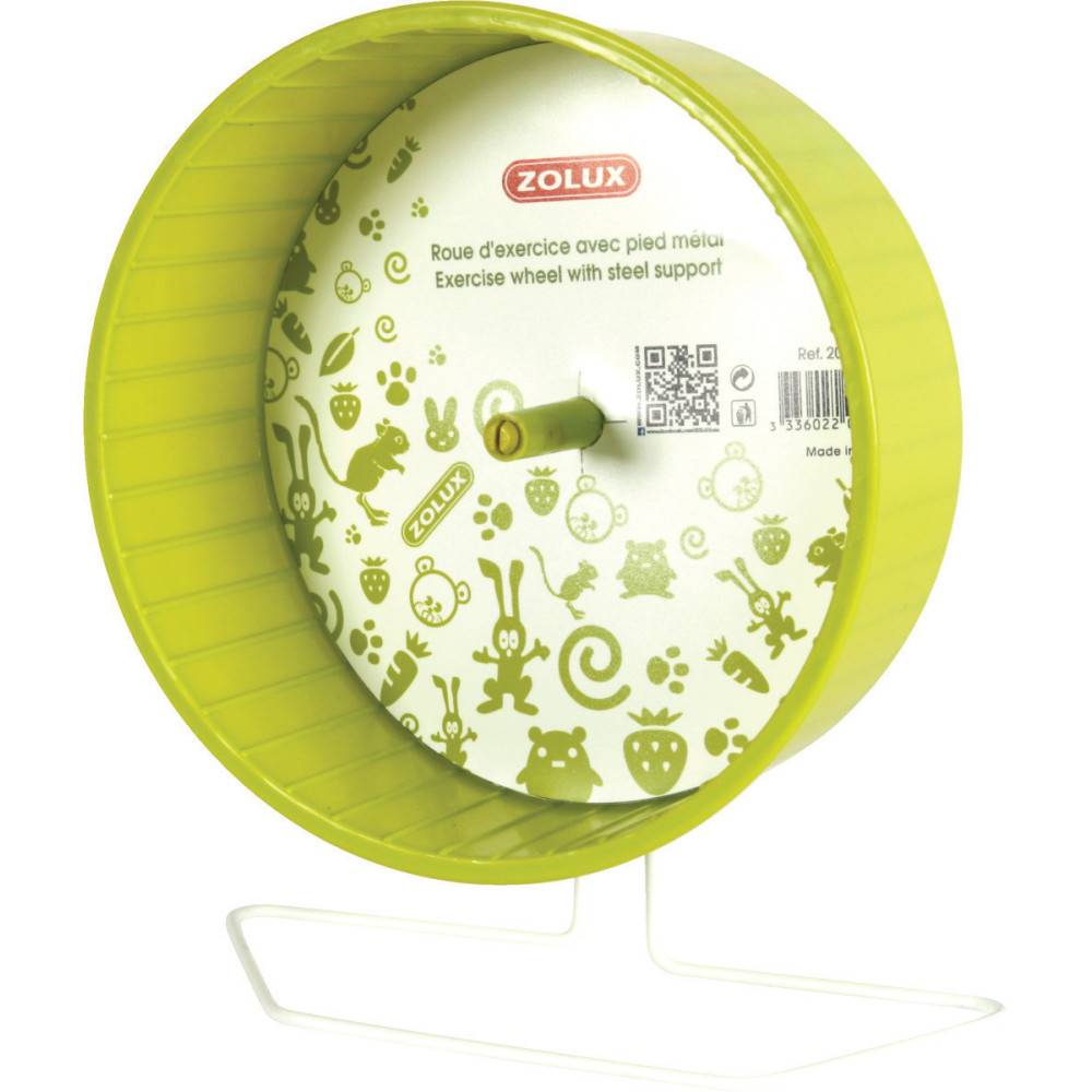 Zolux - Roue d'exercice pied métal, ø20 cm, vert anis, pour rongeurs. - Image 1