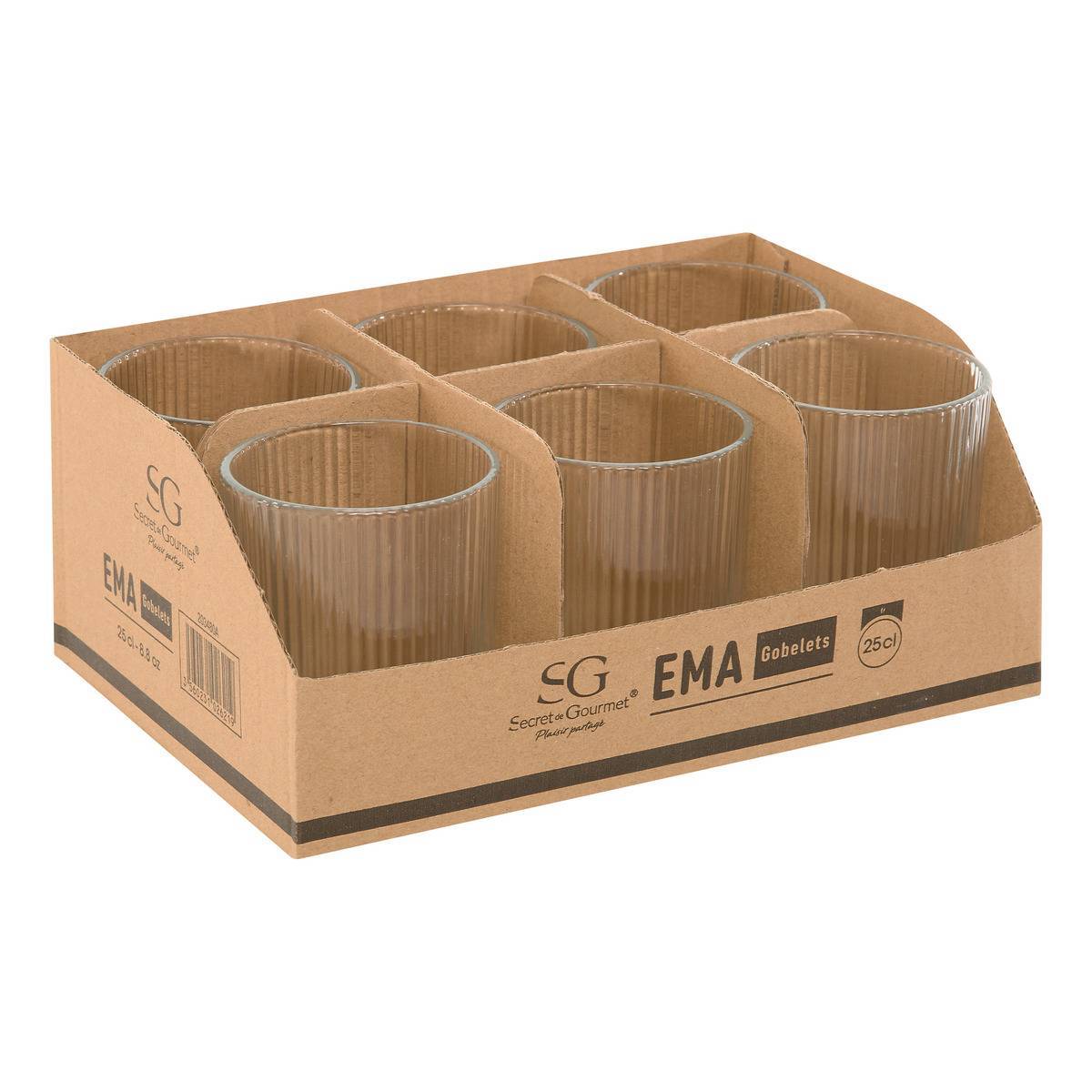 Atmosphera - Lot de 6 gobelets Ema transparent D7,5xL9cm - Atmosphera Créateur d'intérieur - Image 2