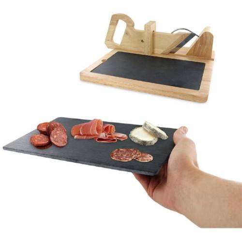 Livoo - Guillotine à saucisson en bois avec plateau ardoise - Image 2