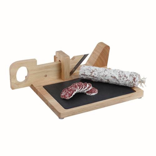 Livoo - Guillotine à saucisson en bois avec plateau ardoise - Image 3
