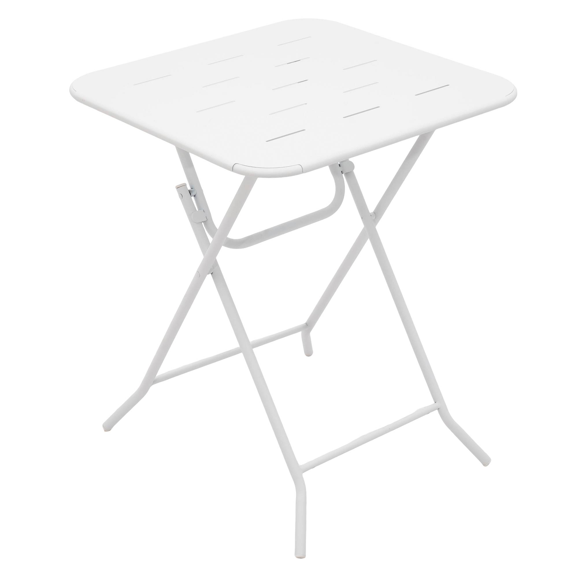 Ensemble Table et Chaise de Jardin avec 1 Table et 2 Chaises pliantes Acier Blanc - Image 6
