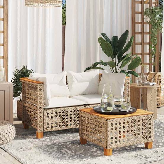 Canapés d'angle de jardin et coussins 2 pcs | Canapé D'extérieur | Sofa De Jardin beige résine tressée Maison Chic - Image 2