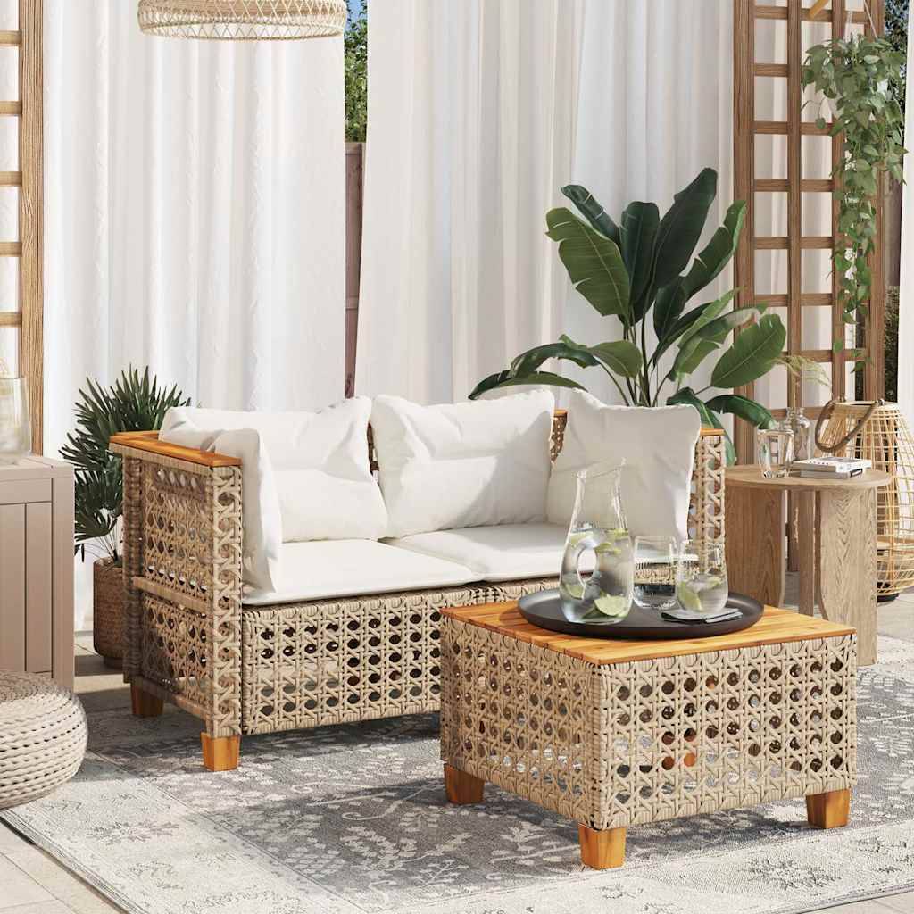Canapés d'angle de jardin et coussins 2 pcs | Canapé D'extérieur | Sofa De Jardin beige résine tressée Maison Chic - Image 2
