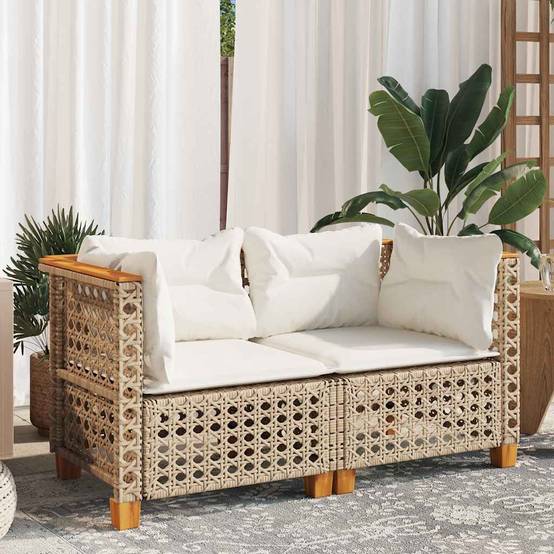 Canapés d'angle de jardin et coussins 2 pcs | Canapé D'extérieur | Sofa De Jardin beige résine tressée Maison Chic - Image 3