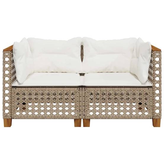 Canapés d'angle de jardin et coussins 2 pcs | Canapé D'extérieur | Sofa De Jardin beige résine tressée Maison Chic - Image 4