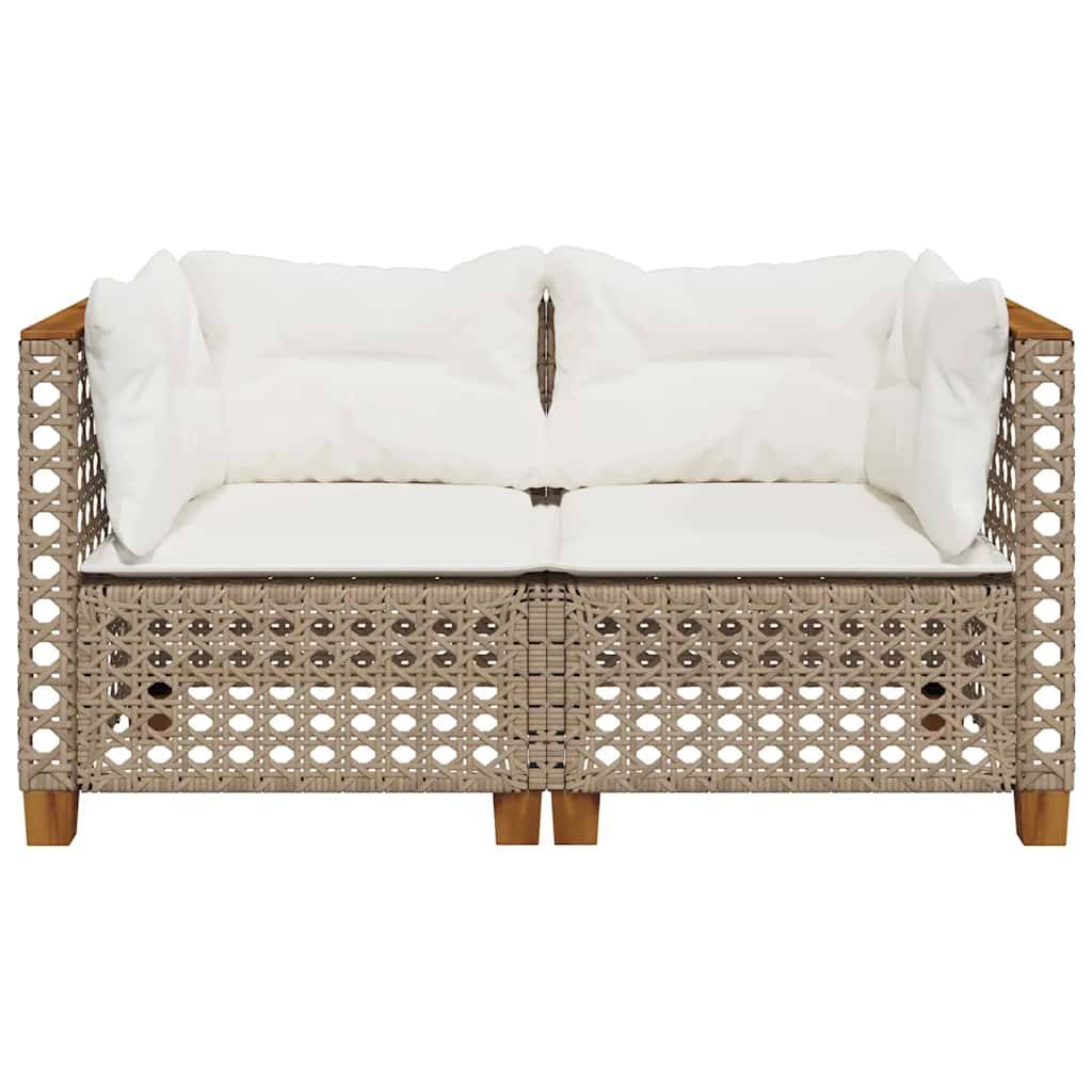 Canapés d'angle de jardin et coussins 2 pcs | Canapé D'extérieur | Sofa De Jardin beige résine tressée Maison Chic - Image 4