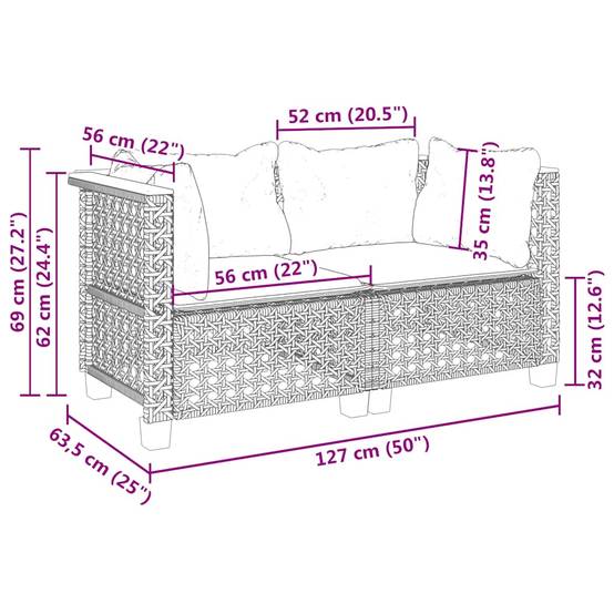 Canapés d'angle de jardin et coussins 2 pcs | Canapé D'extérieur | Sofa De Jardin beige résine tressée Maison Chic - Image 8