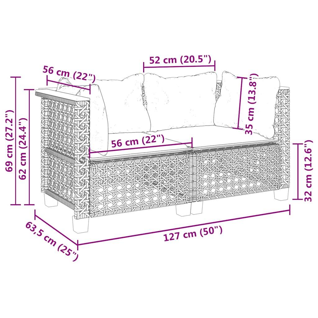 Canapés d'angle de jardin et coussins 2 pcs | Canapé D'extérieur | Sofa De Jardin beige résine tressée Maison Chic - Image 8