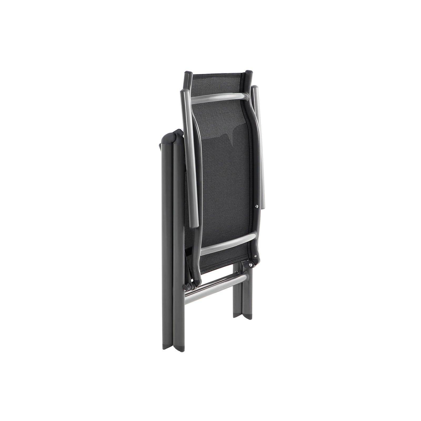 Helloshop26 - Chaise de jardin pliable siège d'extérieur cadre en aluminium robuste dossier réglable sur 8 positions charge 150 kg noir - Image 3