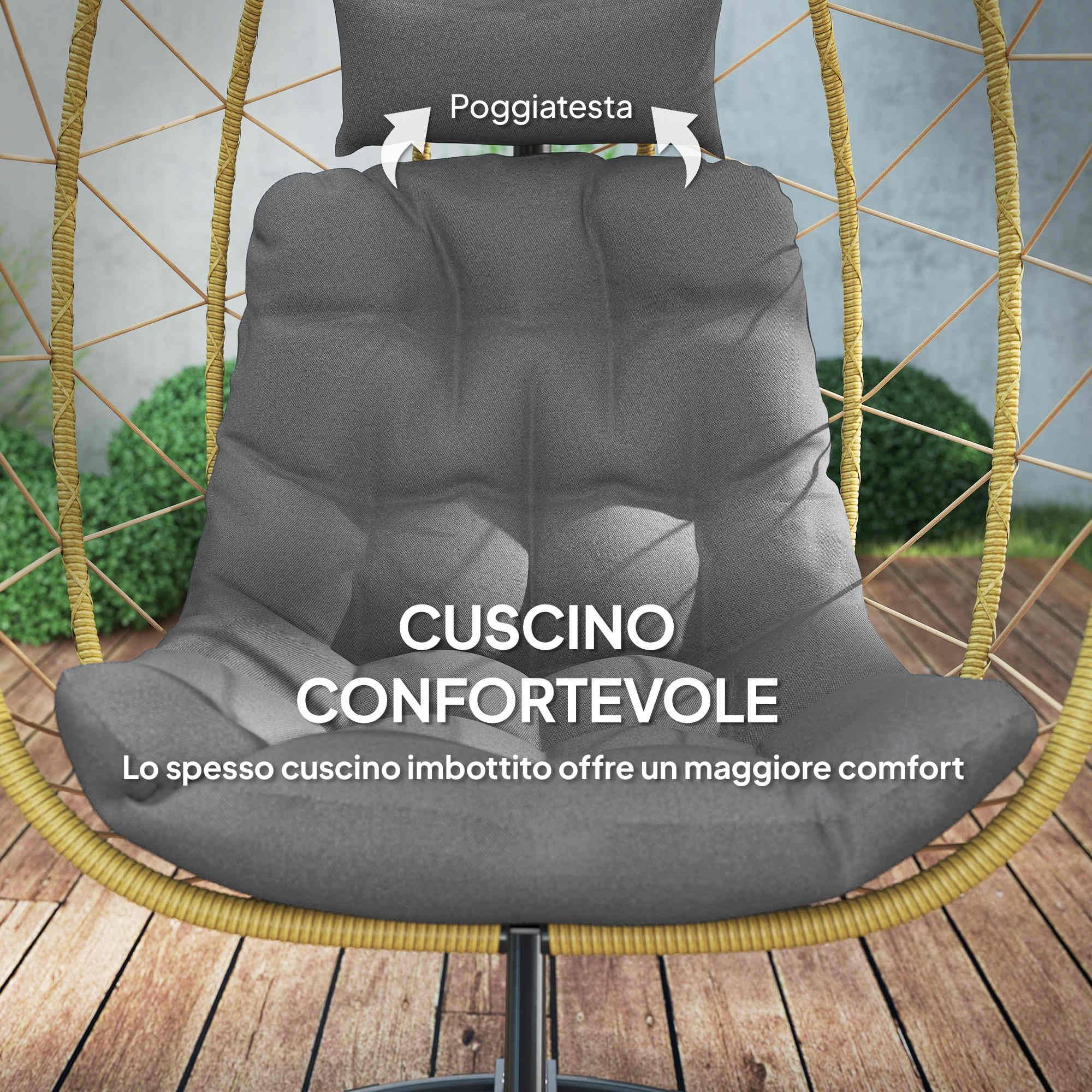 ComfortXL - Fauteuil suspendu résine tressée pliable avec housse grand confort extérieur - ComfortXL Outdoor Living - Image 8