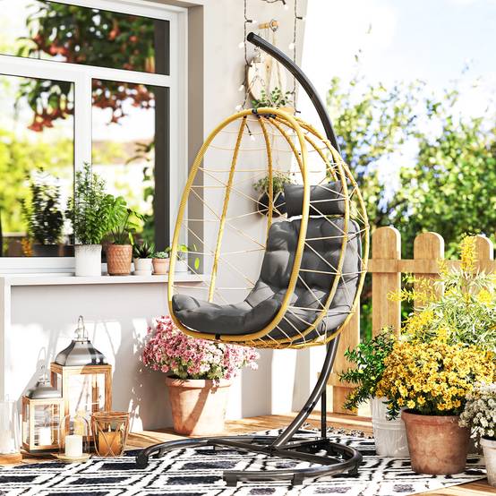 ComfortXL - Fauteuil suspendu résine tressée pliable avec housse grand confort extérieur - ComfortXL Outdoor Living - Image 3