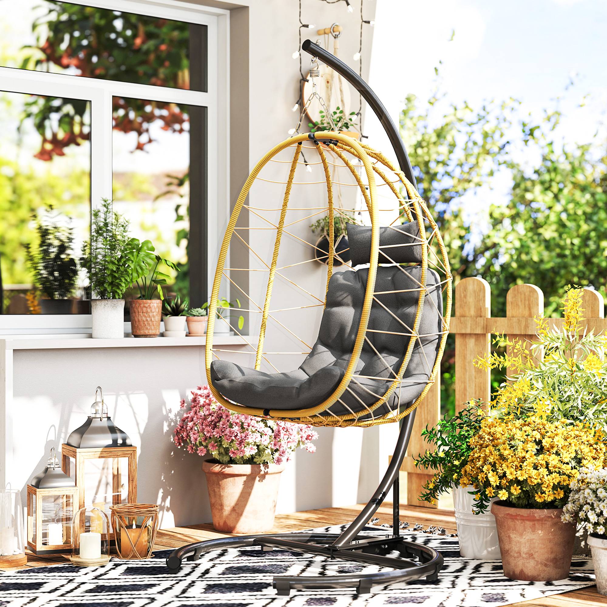 ComfortXL - Fauteuil suspendu résine tressée pliable avec housse grand confort extérieur - ComfortXL Outdoor Living - Image 3