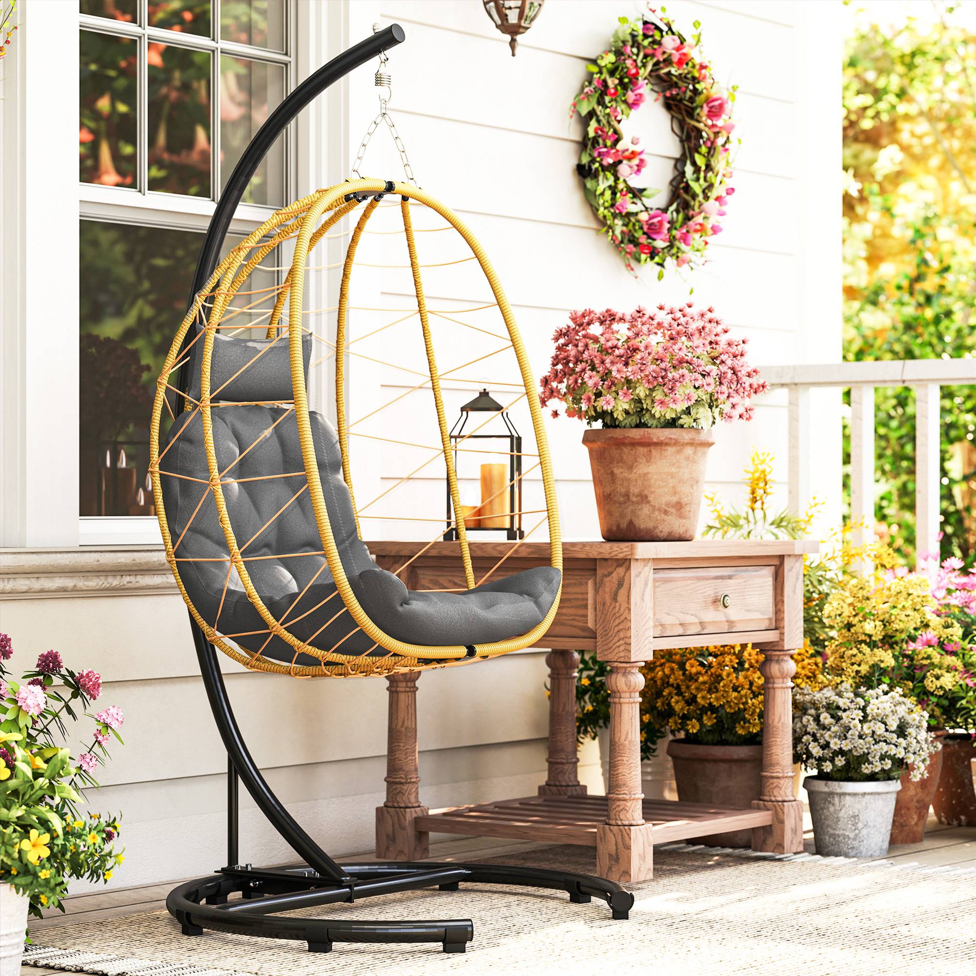 ComfortXL - Fauteuil suspendu résine tressée pliable avec housse grand confort extérieur - ComfortXL Outdoor Living - Image 4