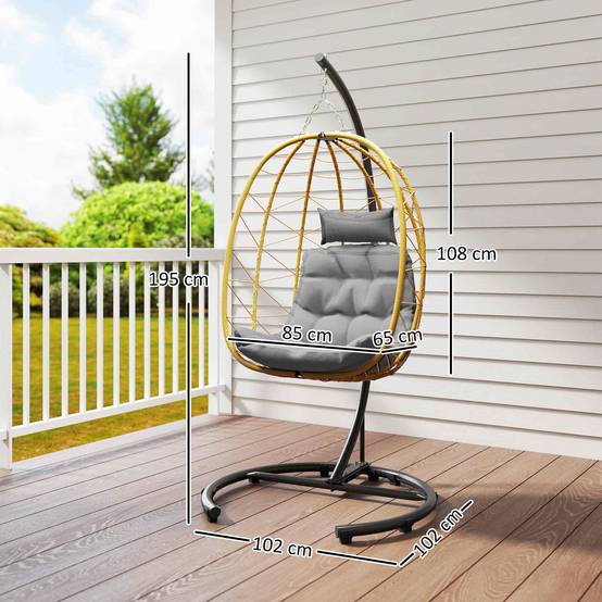 ComfortXL - Fauteuil suspendu résine tressée pliable avec housse grand confort extérieur - ComfortXL Outdoor Living - Image 5