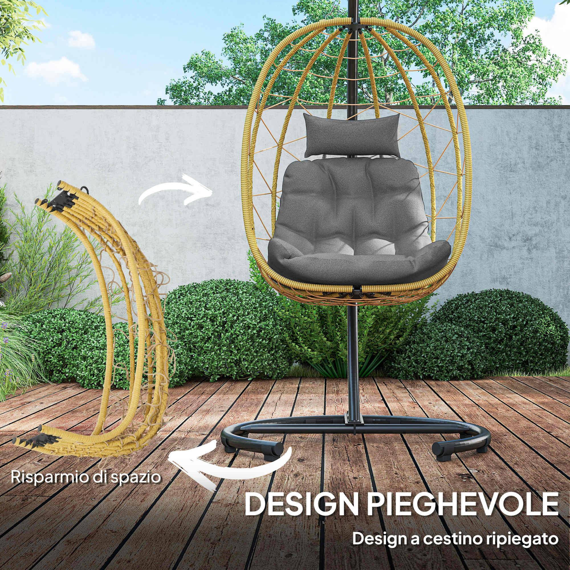 ComfortXL - Fauteuil suspendu résine tressée pliable avec housse grand confort extérieur - ComfortXL Outdoor Living - Image 6