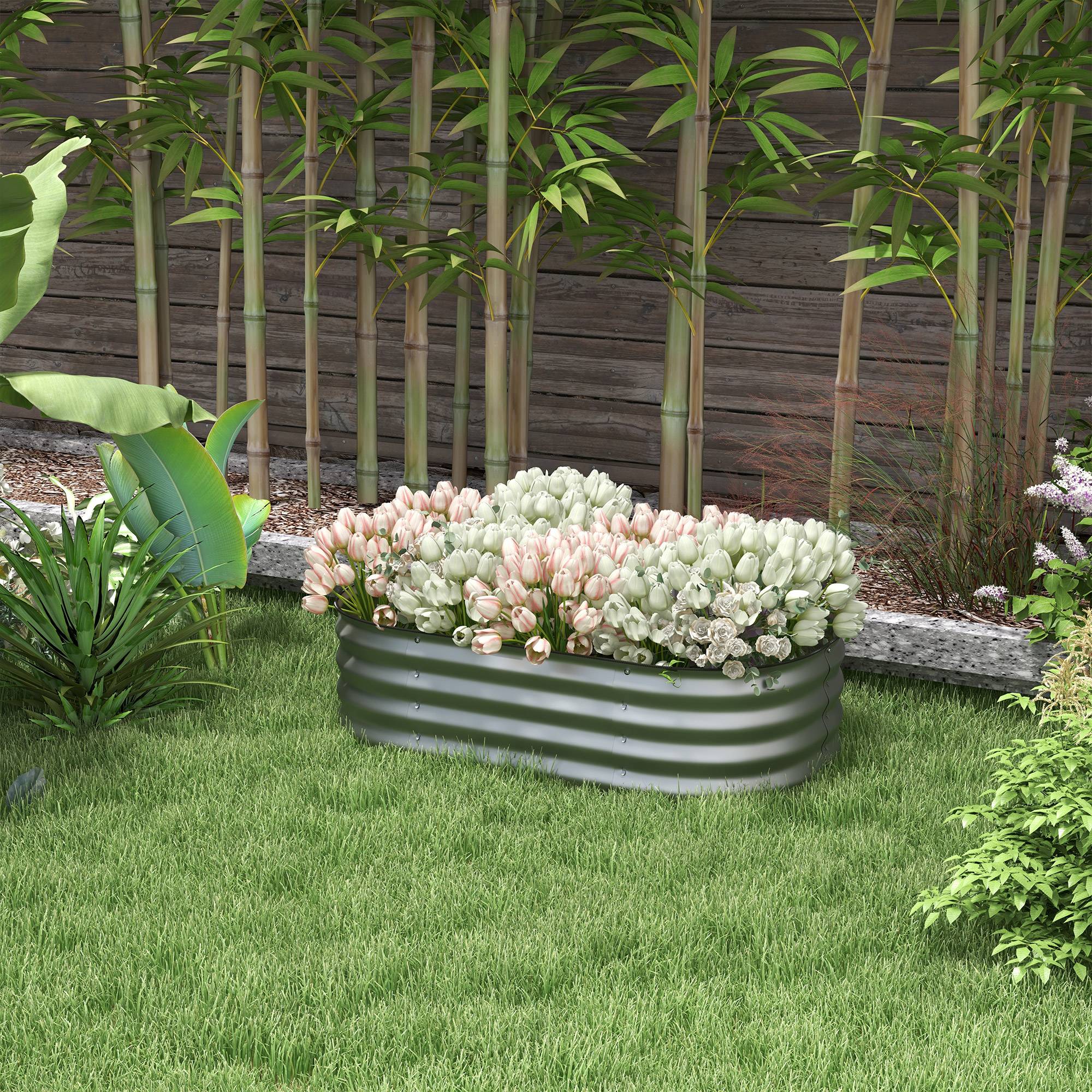 Sans Marque - Potager surélevé modulaire intempéries fond ouvert 105x62x30 cm argent - Image 3