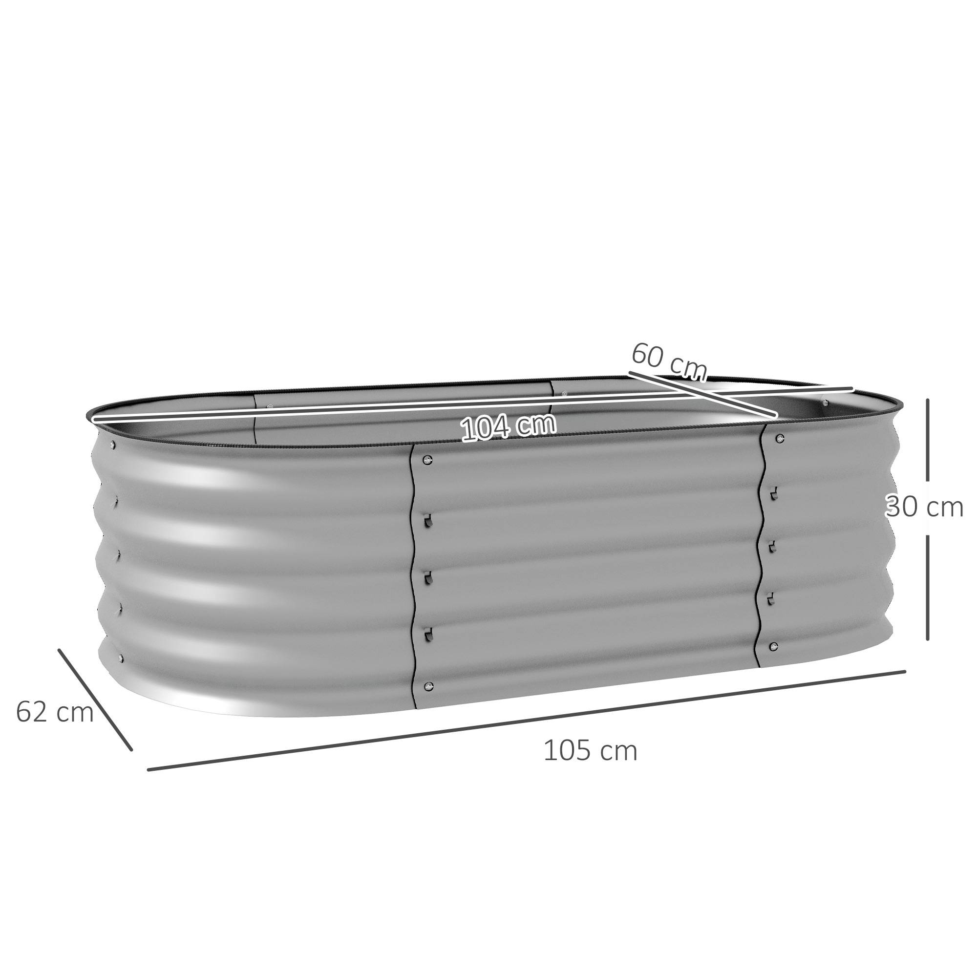 Sans Marque - Potager surélevé modulaire intempéries fond ouvert 105x62x30 cm argent - Image 5