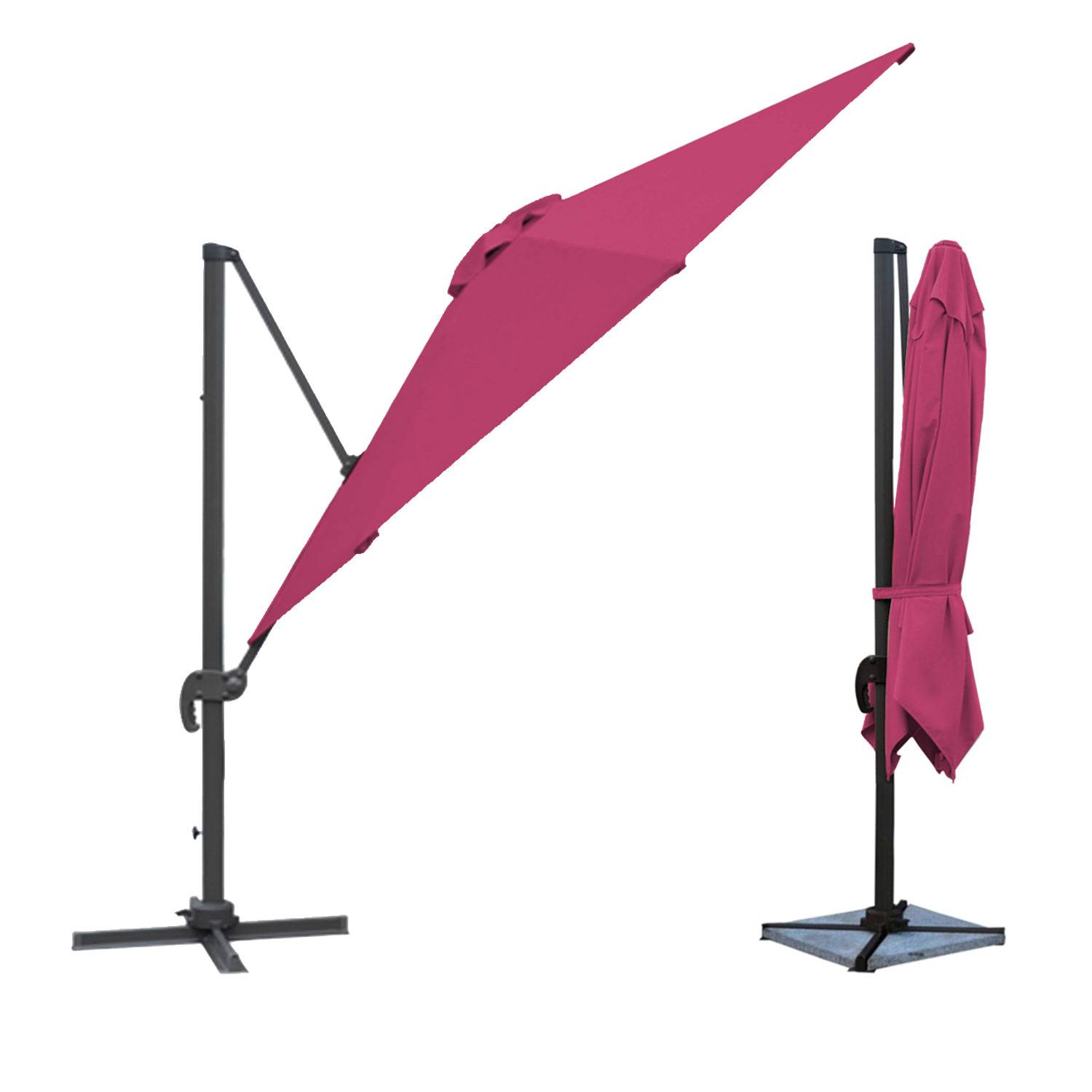 Parasol déporté MOLOKAI carré 3x3m fuchsia - HAPPY GARDEN - Image 2