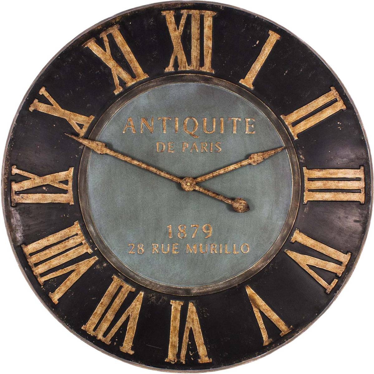 Antic Line Creations - Pendule ronde en fer Antiquité de Paris 93 cm