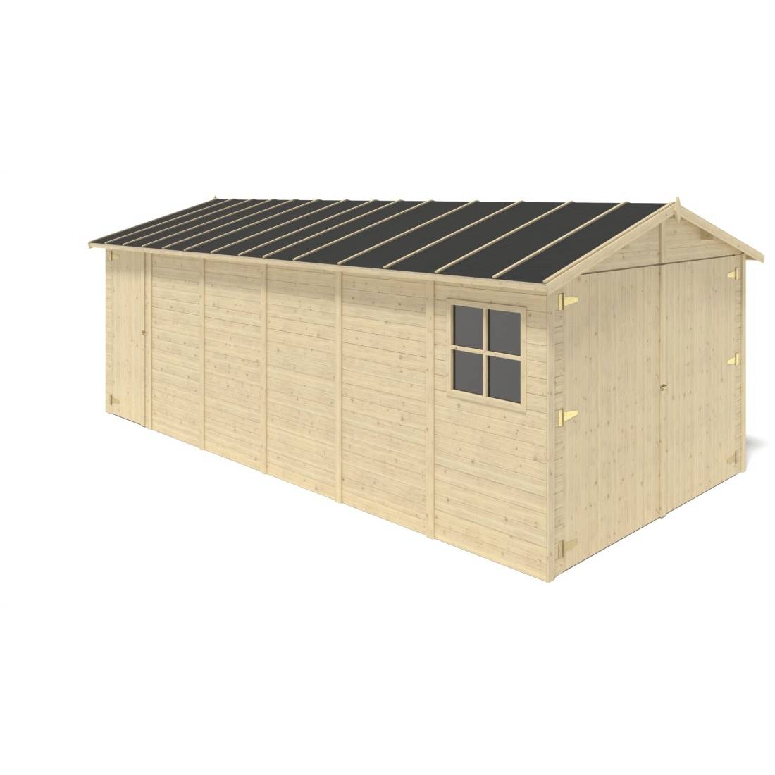 Altanka - Garage en bois - 18.19m2 - 3.05x5.91m - Ep. 18mm - couleur: naturel - GAR29 - ALTANKA - Image 5