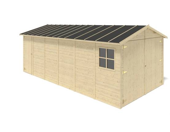 Altanka - Garage en bois - 18.19m2 - 3.05x5.91m - Ep. 18mm - couleur: naturel - GAR29 - ALTANKA - Image 5