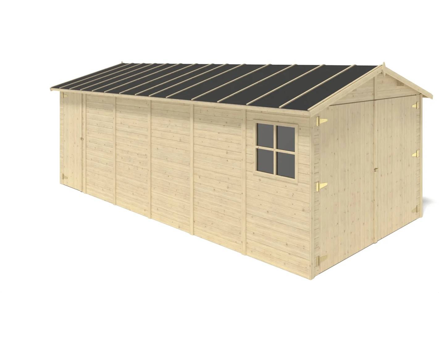 Altanka - Garage en bois - 18.19m2 - 3.05x5.91m - Ep. 18mm - couleur: naturel - GAR29 - ALTANKA - Image 5