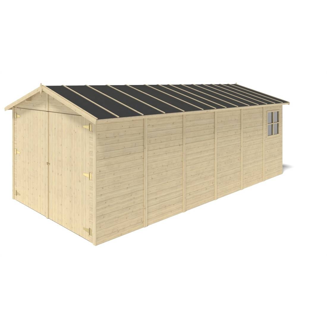 Altanka - Garage en bois - 18.19m2 - 3.05x5.91m - Ep. 18mm - couleur: naturel - GAR29 - ALTANKA - Image 4