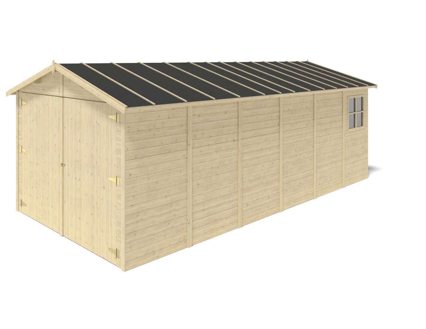 Altanka - Garage en bois - 18.19m2 - 3.05x5.91m - Ep. 18mm - couleur: naturel - GAR29 - ALTANKA - Image 4