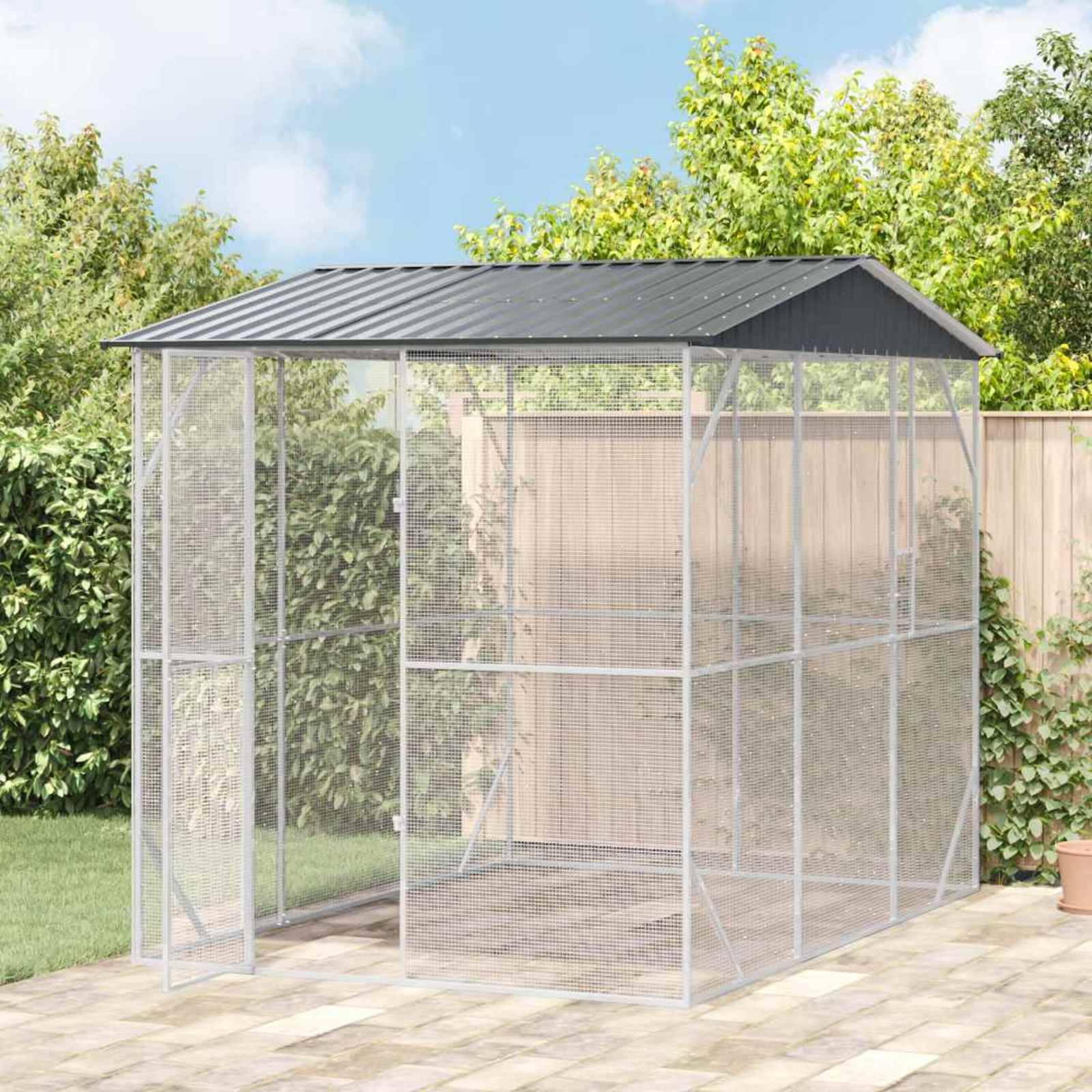 Abri Oiseaux Jardin Acier Galvanisé 227x310cm Anthracite - ComfortXL Outdoor Living - Image 3
