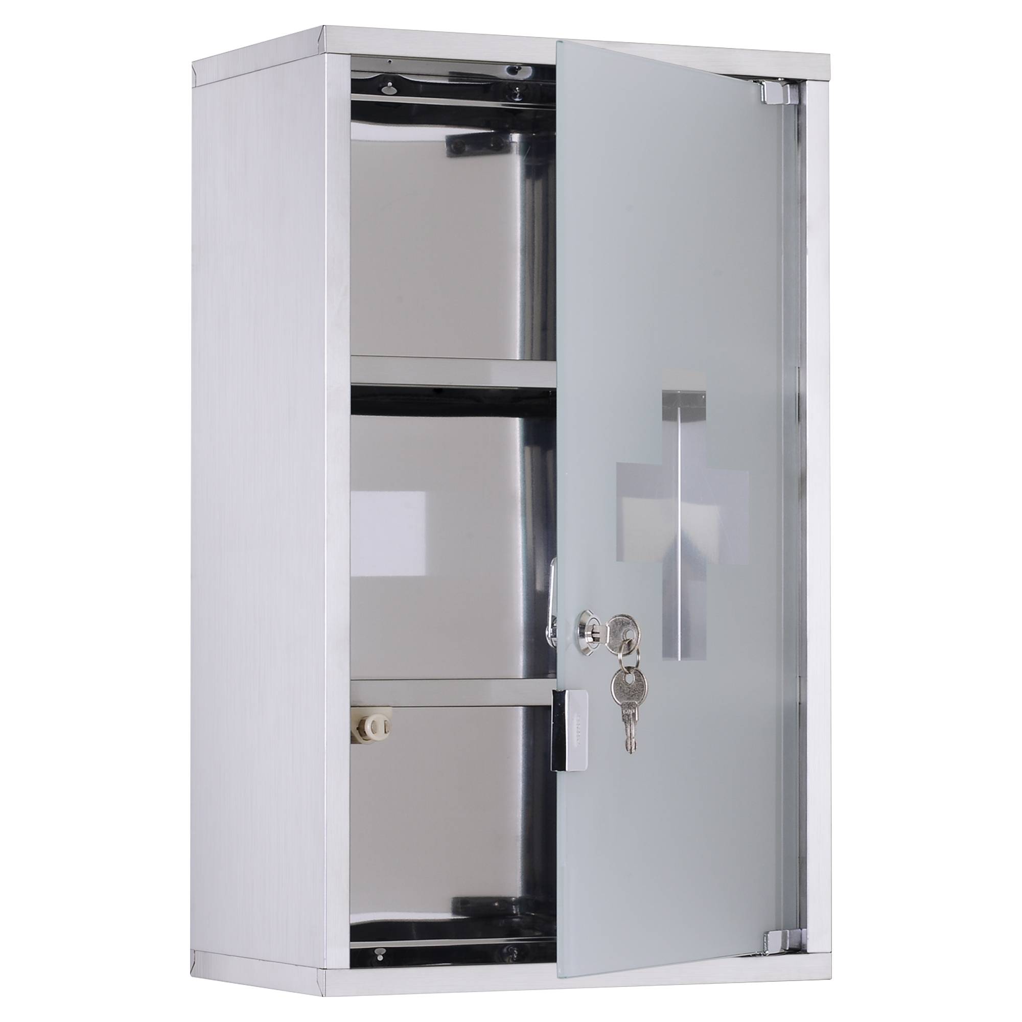 Sans Marque - Armoire pharmacie 50x30x18 cm trousse premiers secours mobile salle bain acier inoxydable serrure - Image 1