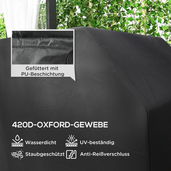 ComfortXL - Housse barbecue rectangulaire Oxford anti-UV imperméable 147x61x120cm Noir - ComfortXL Outdoor Living - Image 4