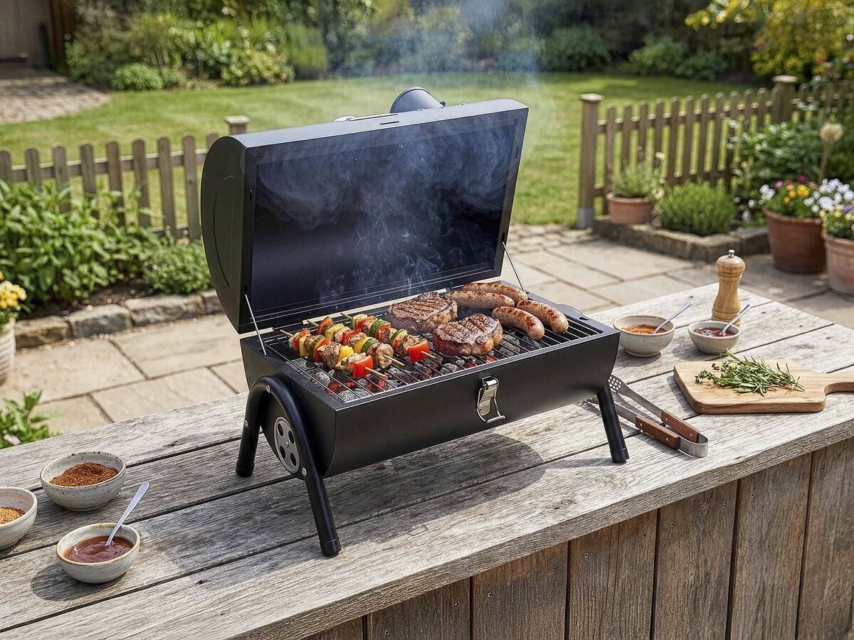 Habitat Et Jardin - Barbecue Charbon De Bois Portable "captain" - 42 X 27 X 43 Cm - Noir -habitat Et Jardin - Image 2