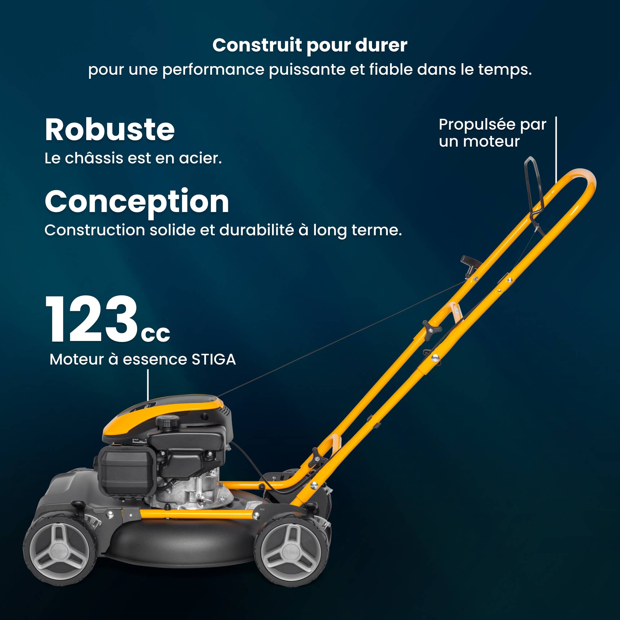 Stiga - Tondeuse Multiclip 47, 123 cc, 45 cm, mulching, guidon pliable - STIGA - Image 2