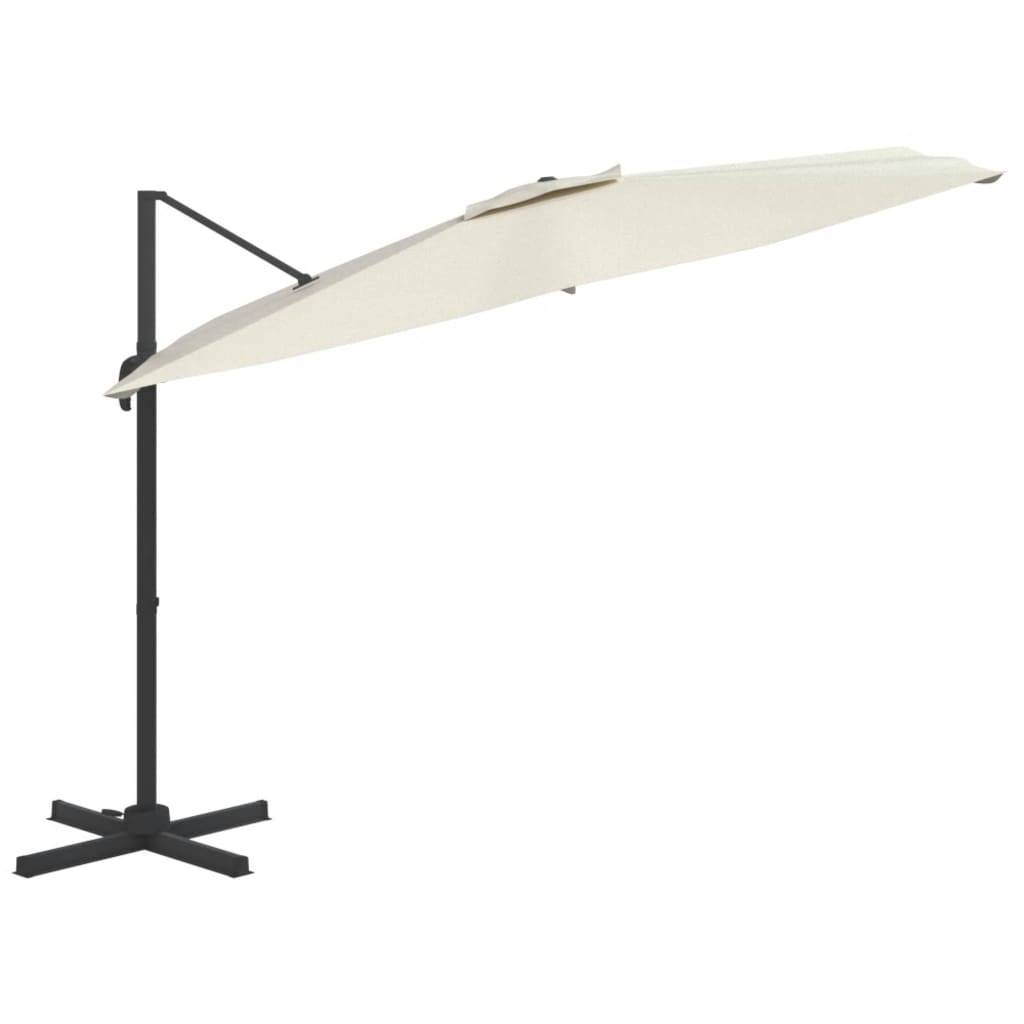 Helloshop26 - Parasol meuble de jardin déporté avec mât en aluminium 300 x 300 cm blanc sable - Image 2