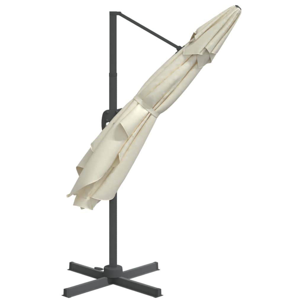 Helloshop26 - Parasol meuble de jardin déporté avec mât en aluminium 300 x 300 cm blanc sable - Image 4