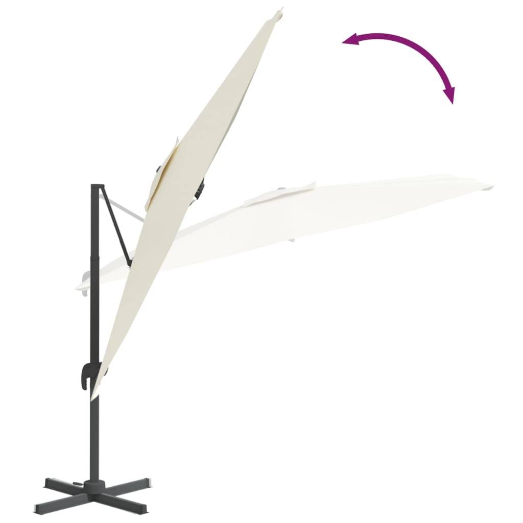 Helloshop26 - Parasol meuble de jardin déporté avec mât en aluminium 300 x 300 cm blanc sable - Image 6