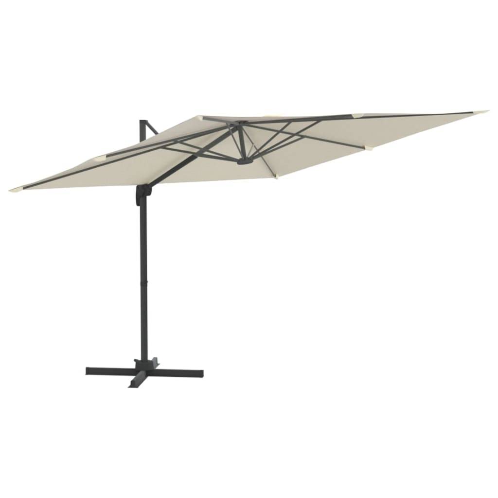 Helloshop26 - Parasol meuble de jardin déporté avec mât en aluminium 300 x 300 cm blanc sable - Image 1