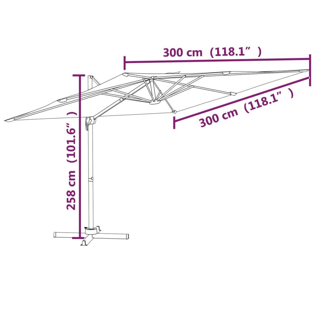 Helloshop26 - Parasol meuble de jardin déporté avec mât en aluminium 300 x 300 cm blanc sable - Image 8