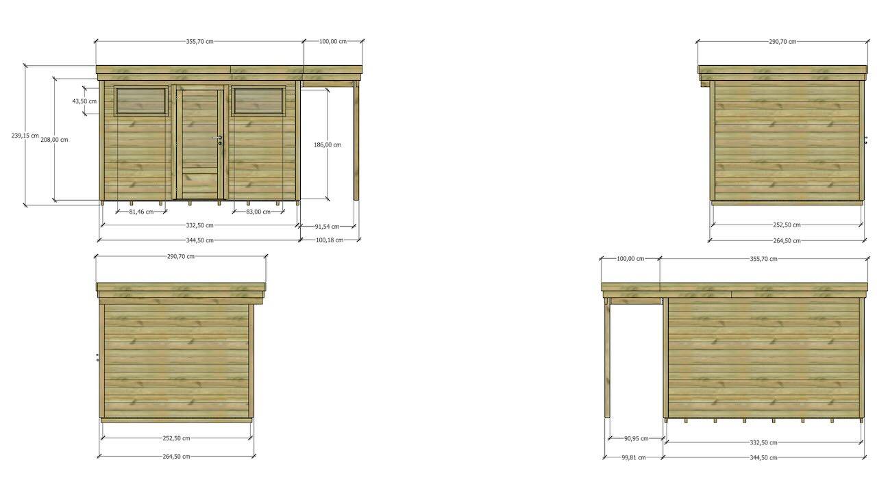 Abri Français - ABRI DE JARDIN bois autoclave 27mm - 4,44x2,64m / 12m2 - Bac acier - Plancher bois - Image 4