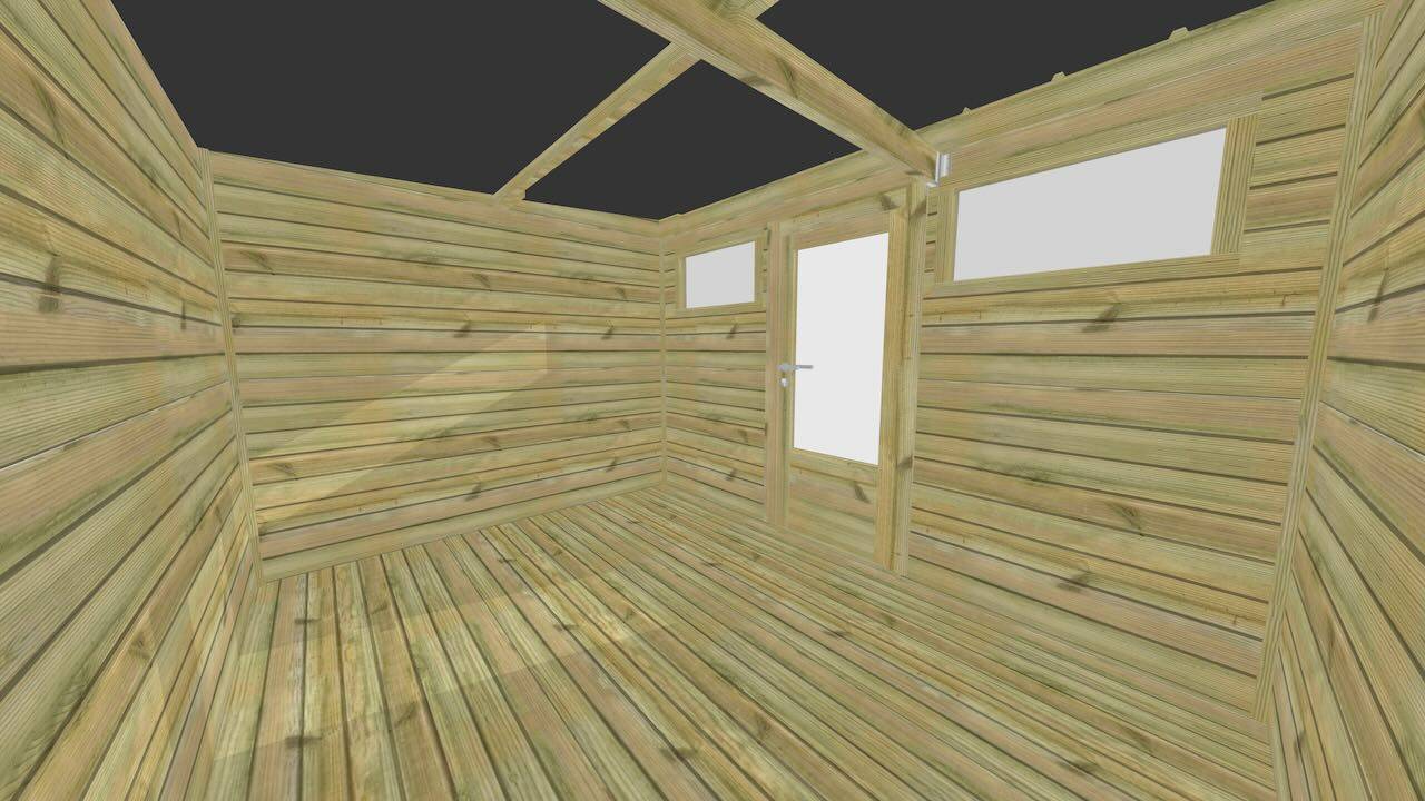 Abri Français - ABRI DE JARDIN bois autoclave 27mm - 4,44x2,64m / 12m2 - Bac acier - Plancher bois - Image 5