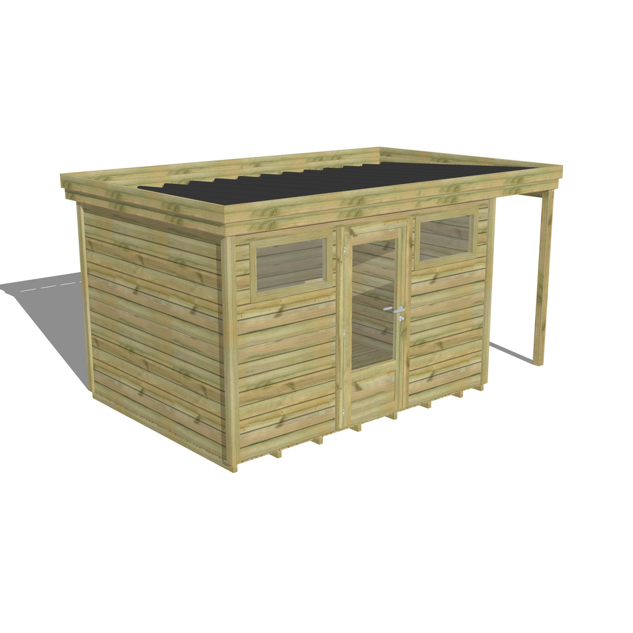 Abri Français - ABRI DE JARDIN bois autoclave 27mm - 4,44x2,64m / 12m2 - Bac acier - Plancher bois - Image 1