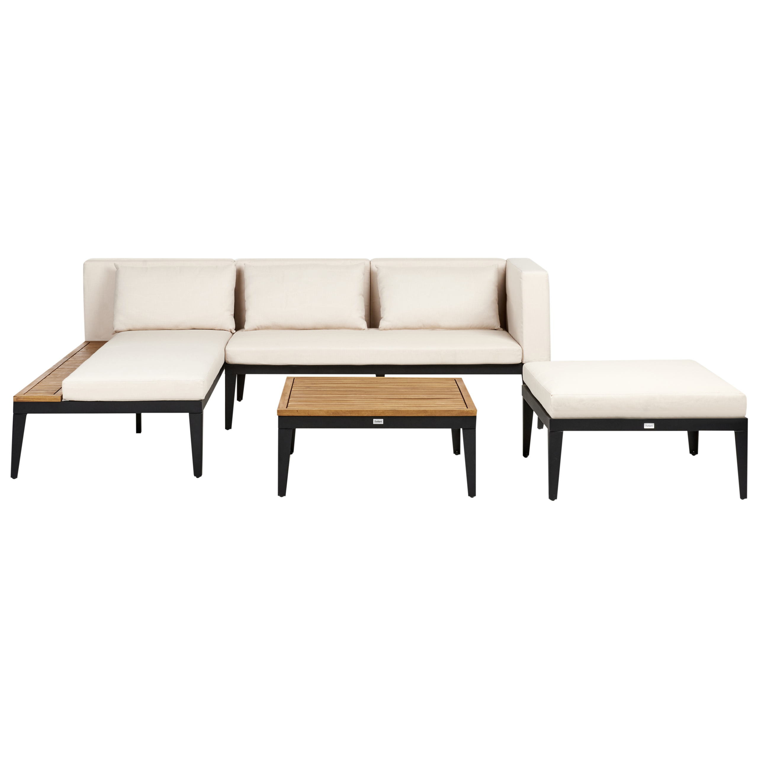 Canapé d'angle en bois avec table basse - Image 1