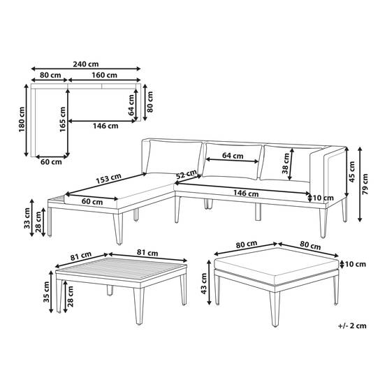 Canapé d'angle en bois avec table basse - Image 2