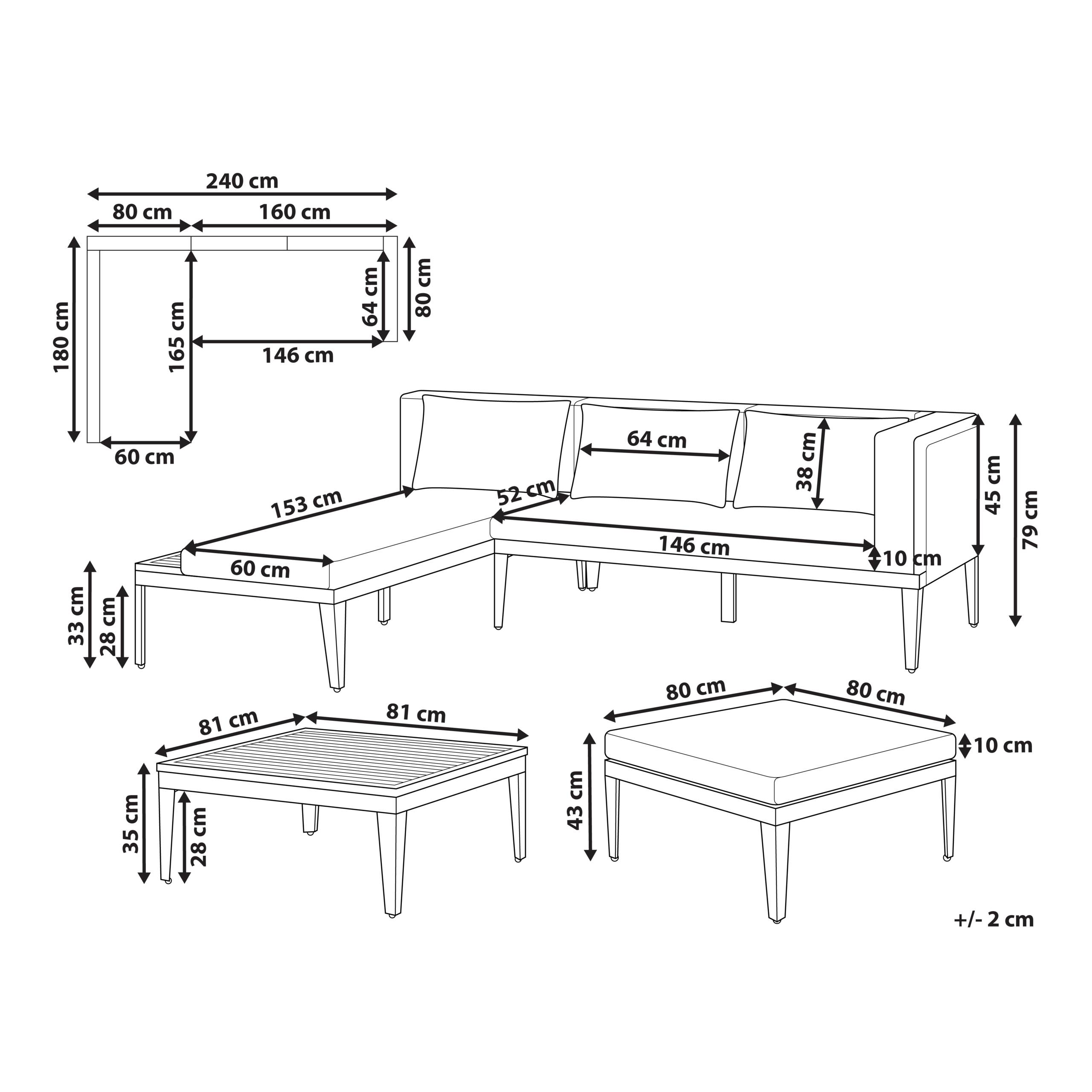 Canapé d'angle en bois avec table basse - Image 2