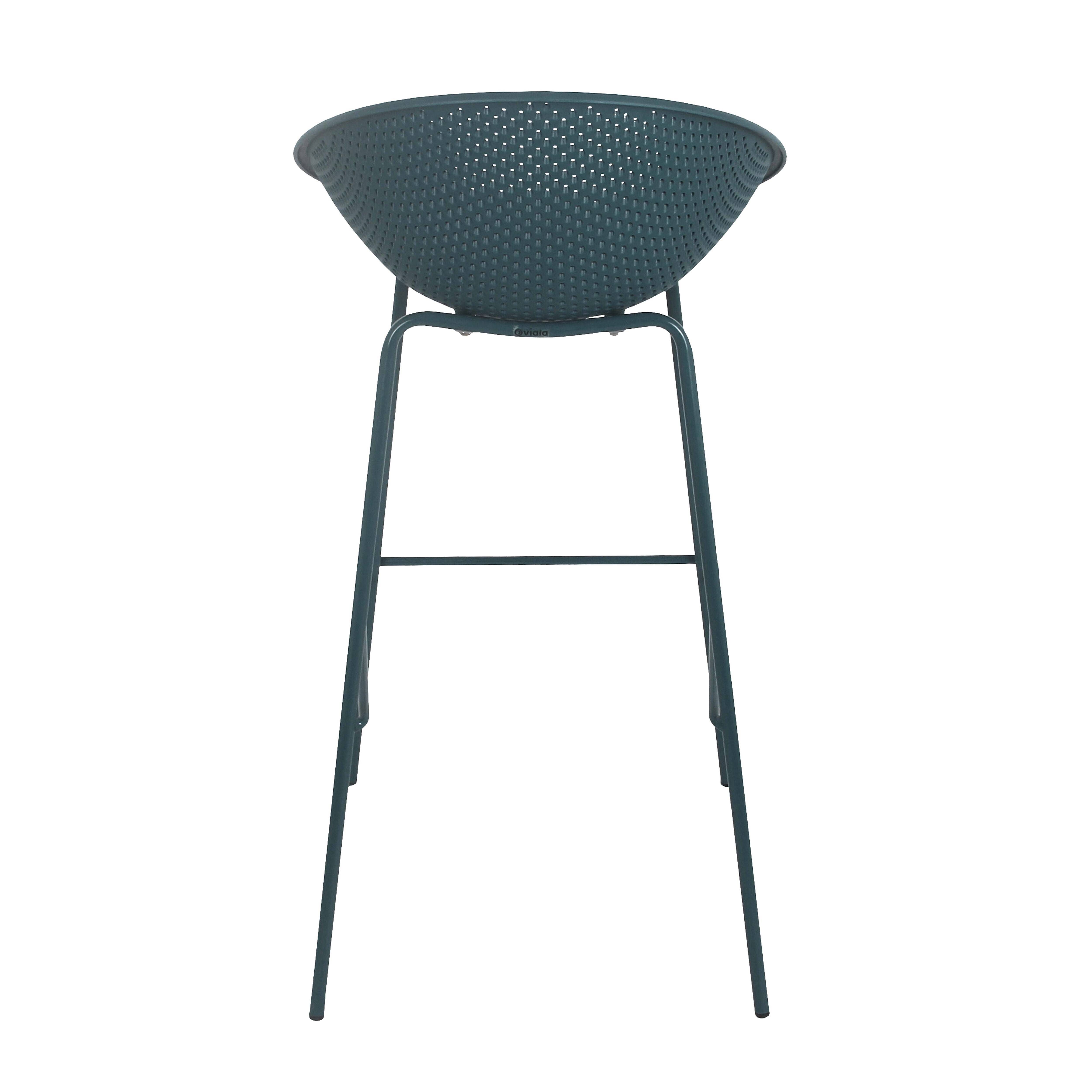 Oviala - Lot de 4 chaises hautes de terrasse en plastique bleu canard Buda - Oviala - Image 5