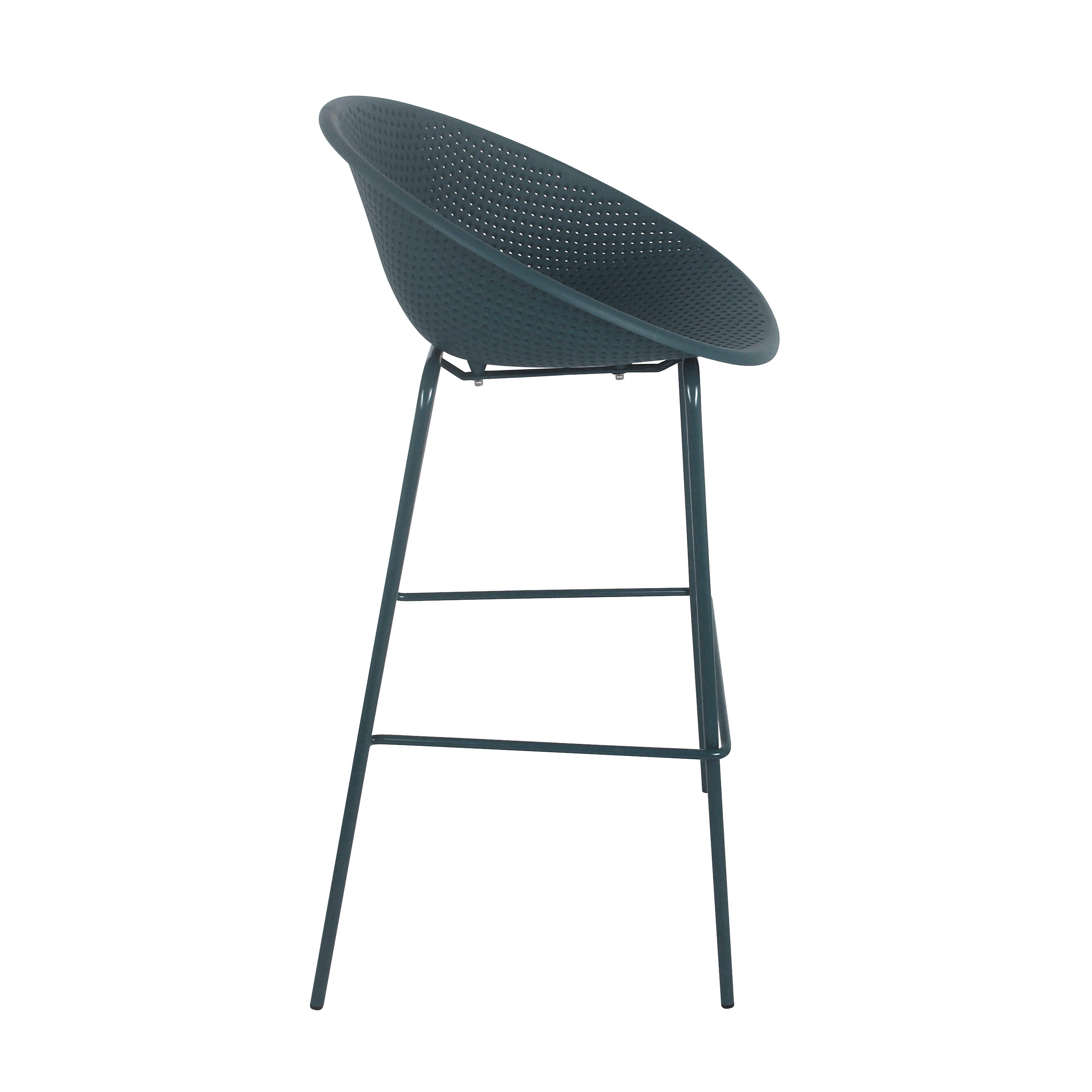 Oviala - Lot de 4 chaises hautes de terrasse en plastique bleu canard Buda - Oviala - Image 4