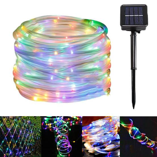 Fil De Cuivre Solaire Lumière Led Extérieur Étanche Chaîne Lumineuse Arbre De Noël Lumière De Jardin 7M - Image 1