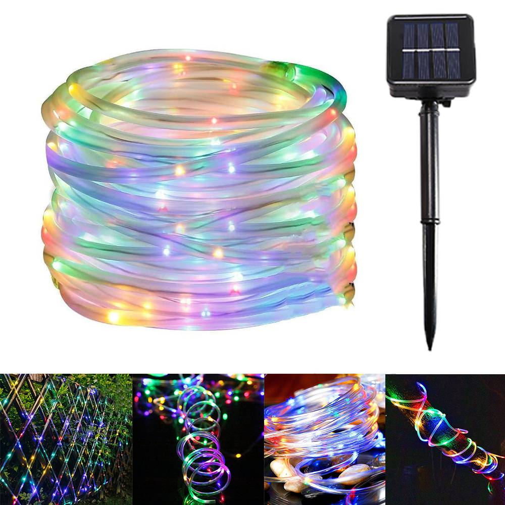 Fil De Cuivre Solaire Lumière Led Extérieur Étanche Chaîne Lumineuse Arbre De Noël Lumière De Jardin 7M - Image 1