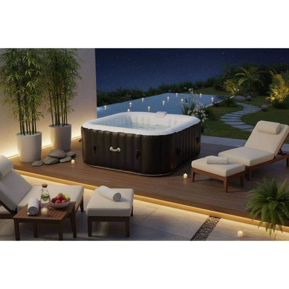 SUNSPA - Spa gonflable carré 6 places 130 micro-jets 40 °C 800 L - SUNSPA - Image 3